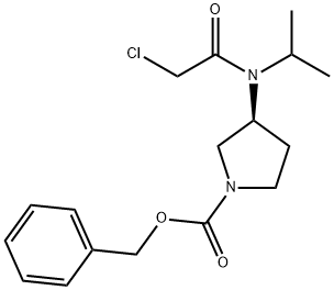 (S)-3-[(2-Chloro-acetyl)-isopropyl-aMino]-pyrrolidine-1-carboxylic acid benzyl ester 化学構造式