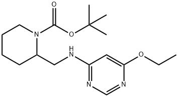 2-[(6-乙氧基-嘧啶-4-基氨基)-甲基]-哌啶-1-羧酸酸叔丁基酯 结构式