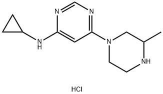 环丙基-[6-(3-甲基-哌嗪-1-基)-嘧啶-4-基]-胺盐酸盐 结构式