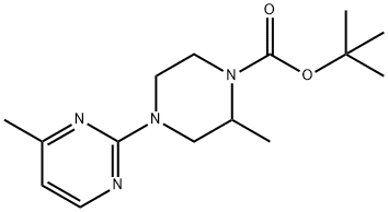 2-Methyl-4-(4-methyl-pyrimidin-2-yl)-piperazine-1-carboxylic acid tert-butyl ester Struktur