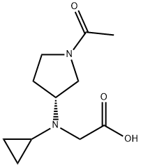 [((R)-1-Acetyl-pyrrolidin-3-yl)-cyclopropyl-aMino]-acetic acid 化学構造式