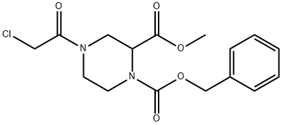 4-(2-Chloro-acetyl)-piperazine-1,2-dicarboxylic acid 1-benzyl ester 2-Methyl ester Struktur