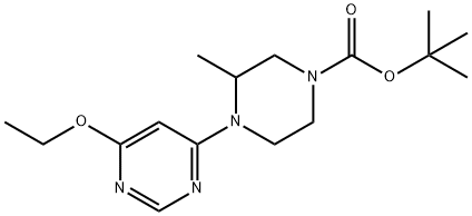 4-(6-乙氧基-嘧啶-4-基)-3-甲基-哌嗪-1-羧酸叔丁酯,1353952-97-2,结构式