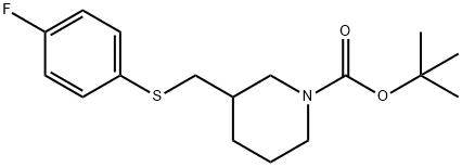 3-(4-氟-苯硫基甲基)-哌啶-1-羧酸叔丁基酯 结构式