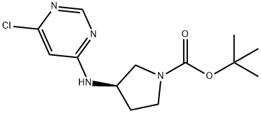 (R)-3-(6-氯-嘧啶-4-基氨基)-吡咯烷-1-羧酸叔丁基酯, 1289585-36-9, 结构式