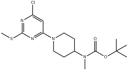 [1-(6-Chloro-2-methylsulfanyl-pyrimidin-4-yl)-piperidin-4-ylmethyl]-carbamic acid tert-butyl ester Structure