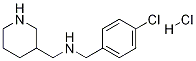(4-Chloro-benzyl)-piperidin-3-ylmethyl-amine hydrochloride 化学構造式