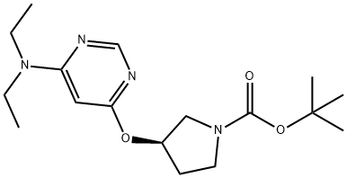 (R)-3-(6-二乙基氨基-嘧啶-4-氧基)-吡咯烷-1-羧酸叔丁酯, 1354000-24-0, 结构式