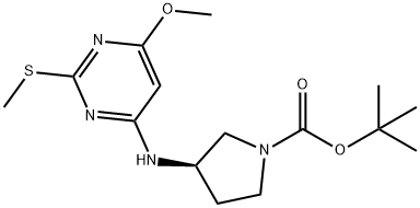 (R)-3-(6-Methoxy-2-Methylsulfanyl-pyriMidin-4-ylaMino)-pyrrolidine-1-carboxylic acid tert-butyl ester Structure