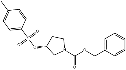 (R)-3-(Toluene-4-sulfonyloxy)-pyrrolidine-1-carboxylic acid benzyl ester Struktur