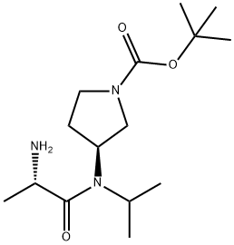 (S)-3-[((S)-2-AMino-propionyl)-isopropyl-aMino]-pyrrolidine-1-carboxylic acid tert-butyl ester 化学構造式