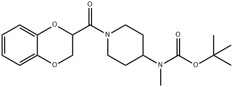 [1-(2,3-二氢-苯并[1,4]二氧杂环己-2-羰基)-哌啶-4-基甲基]-氨基甲酸叔丁基酯,1353966-75-2,结构式