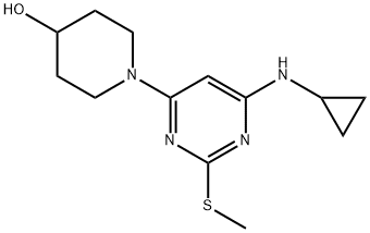 1-(6-环丙基氨基-2-甲硫基-嘧啶-4-基)-哌啶-4-醇 结构式