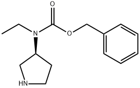 エチル-(S)-ピロリジン-3-イルカルバミン酸ベンジルエステル 化学構造式