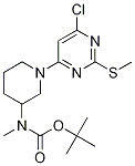 [1-(6-Chloro-2-methylsulfanyl-pyrimidin-4-yl)-piperidin-3-yl]-methyl-carbamic acid tert-butyl ester 化学構造式