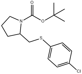 2-(4-氯-苯硫基甲基)-吡咯烷-1-羧酸叔丁基酯,1353945-88-6,结构式