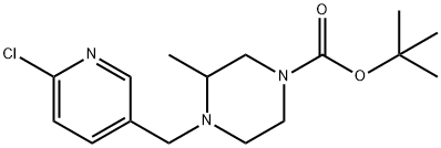 4-(6-氯-吡啶-3-基甲基)-3-甲基-哌嗪-1-羧酸叔丁基酯 结构式