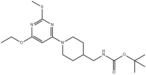 [1-(6-Ethoxy-2-Methylsulfanyl-pyriMidin-4-yl)-piperidin-4-ylMethyl]-carbaMic acid tert-butyl ester Structure