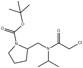 2-{[(2-Chloro-acetyl)-isopropyl-aMino]-Methyl}-pyrrolidine-1-carboxylic acid tert-butyl ester Struktur
