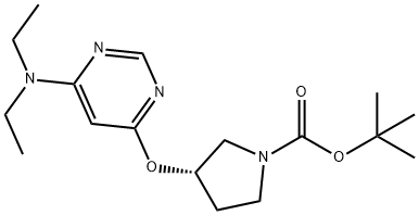 (S)-3-(6-二乙基氨基-嘧啶-4-氧基)-吡咯烷-1-羧酸叔丁酯, 1354015-15-8, 结构式