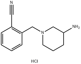 2-(3-氨基-哌啶-1-基甲基)-苄腈盐酸盐, 1289388-32-4, 结构式