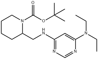 2-[(6-DiethylaMino-pyriMidin-4-ylaMino)-Methyl]-piperidine-1-carboxylic acid tert-butyl ester 化学構造式