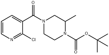 4-(2-氯-吡啶-3-羰基)-2-甲基哌嗪-1-羧酸叔丁基酯 结构式