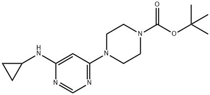 4-(6-CyclopropylaMino-pyriMidin-4-yl)-piperazine-1-carboxylic acid tert-butyl ester 化学構造式