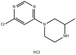 4-Chloro-6-(3-methyl-piperazin-1-yl)-pyrimidine hydrochloride 化学構造式