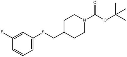 4-(3-氟-苯硫基甲基)-哌啶-1-羧酸叔丁基酯, 1353981-05-1, 结构式
