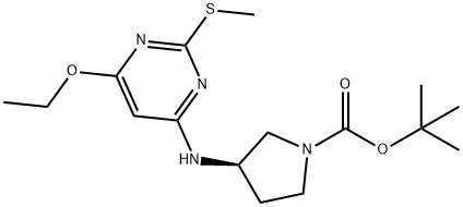 (R)-3-(6-Ethoxy-2-Methylsulfanyl-pyriMidin-4-ylaMino)-pyrrolidine-1-carboxylic acid tert-butyl ester Structure