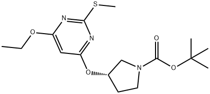 (S)-3-(6-乙氧基-2-甲硫基嘧啶-4-基氧基)-吡咯烷-1-羧酸叔丁基酯,1353996-78-7,结构式