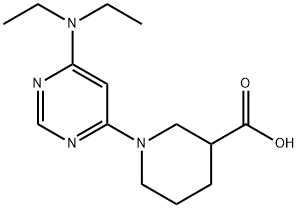 1-(6-二乙氨基-嘧啶-4-基)-哌啶-3-羧酸, 1353946-91-4, 结构式