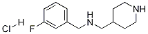 (3-Fluoro-benzyl)-piperidin-4-ylmethyl-amine hydrochloride Struktur