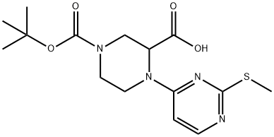 4-(2-Methylsulfanyl-pyrimidin-4-yl)-piperazine-1,3-dicarboxylic acid 1-tert-butyl ester,1261229-73-5,结构式