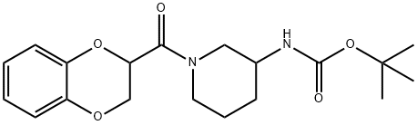 [1-(2,3-二氢-苯并[1,4]二氧杂环己-2-羰基)-哌啶-3-基]-氨基甲酸叔丁基酯 结构式