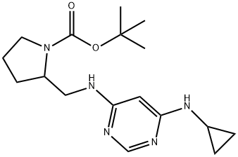2-[(6-CyclopropylaMino-pyriMidin-4-ylaMino)-Methyl]-pyrrolidine-1-carboxylic acid tert-butyl ester 化学構造式
