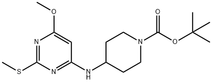 4-(6-Methoxy-2-Methylsulfanyl-pyriMidin-4-ylaMino)-piperidine-1-carboxylic acid tert-butyl ester Structure