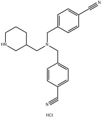 4,4'-(哌啶-3-基甲基氨二基)双(亚甲基)二苯甲腈盐酸盐,1353985-11-1,结构式