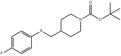 4-(4-Fluoro-phenylsulfanylmethyl)-piperidine-1-carboxylic acid tert-butyl ester 化学構造式