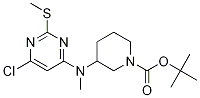3-[(6-Chloro-2-methylsulfanyl-pyrimidin-4-yl)-methyl-amino]-piperidine-1-carboxylic acid tert-butyl ester 化学構造式