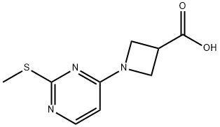 1-(2-Methylsulfanyl-pyrimidin-4-yl)-azetidine-3-carboxylic acid 化学構造式
