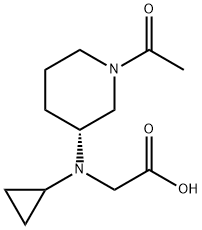 [((R)-1-Acetyl-piperidin-3-yl)-cyclopropyl-aMino]-acetic acid 化学構造式