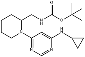 [1-(6-CyclopropylaMino-pyriMidin-4-yl)-piperidin-2-ylMethyl]-carbaMic acid tert-butyl ester 化学構造式