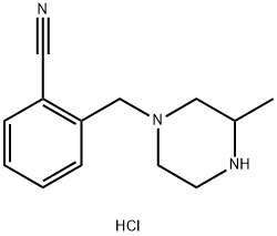 2-(3-甲基-哌嗪-1-基甲基)-苯甲腈盐酸盐 结构式