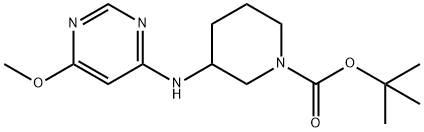 3-(6-甲氧基-嘧啶-4-基氨基)-哌啶-1-羧酸叔丁基酯 结构式