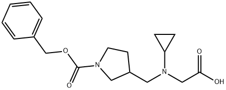3-[(CarboxyMethyl-cyclopropyl-aMino)-Methyl]-pyrrolidine-1-carboxylic acid benzyl ester,1353962-43-2,结构式