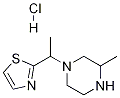 3-Methyl-1-(1-thiazol-2-yl-ethyl)-piperazine hydrochloride 化学構造式