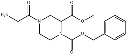 4-(2-AMino-acetyl)-piperazine-1,2-dicarboxylic acid 1-benzyl ester 2-Methyl ester 化学構造式