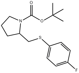 2-(4-Fluoro-phenylsulfanylmethyl)-pyrrolidine-1-carboxylic acid tert-butyl ester Struktur